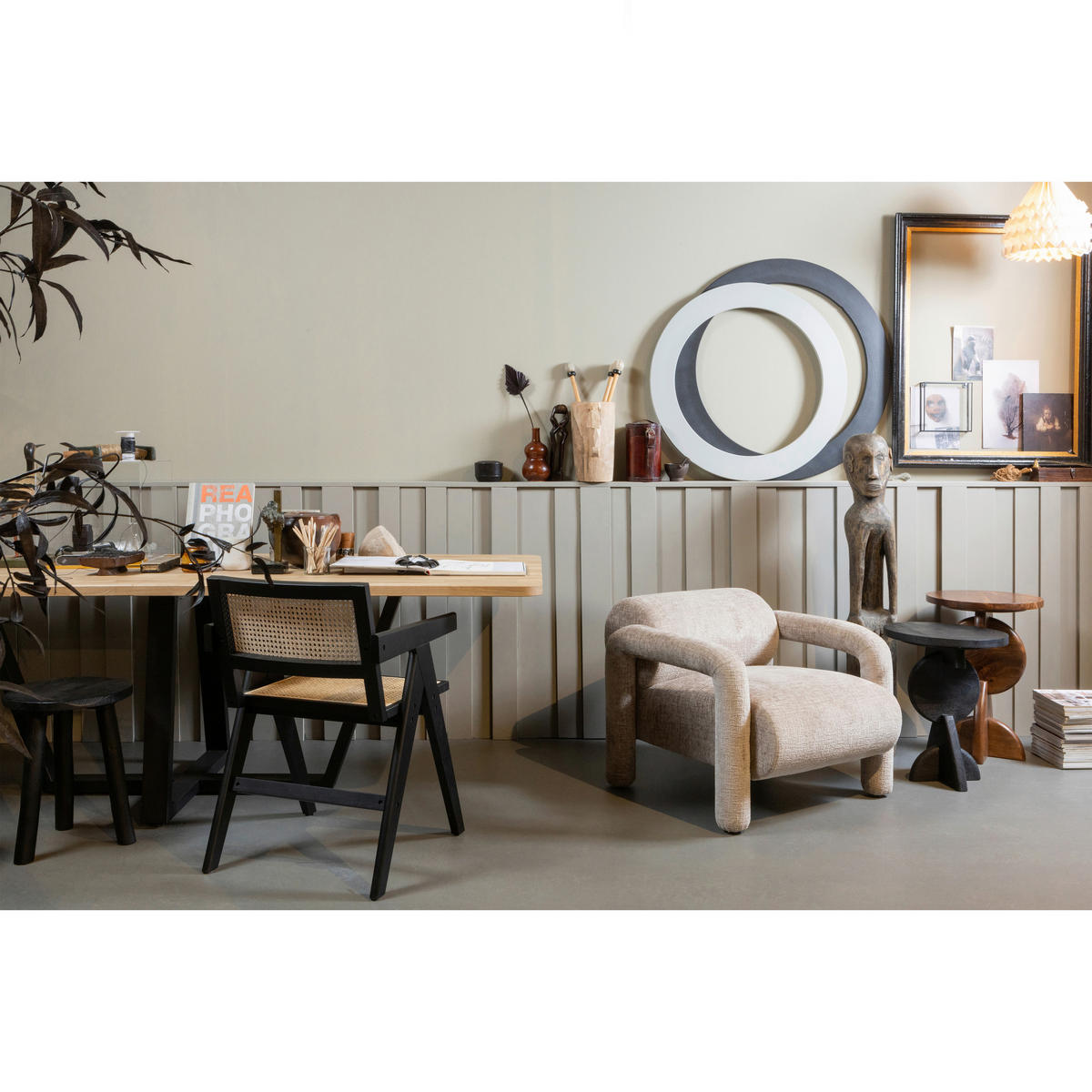 ARMLEHNSTUHL  in  - Schwarz/Naturfarben, Design, Holz (54/80/54cm) - Livetastic