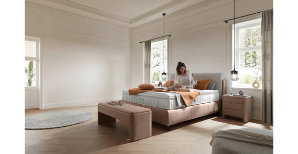 BOXSPRINGBETT 180/200 cm in Hellgrau, Hellbraun - Hellbraun/Hellgrau, Design, Textil/Metall (180/200cm) - Johann Jakob