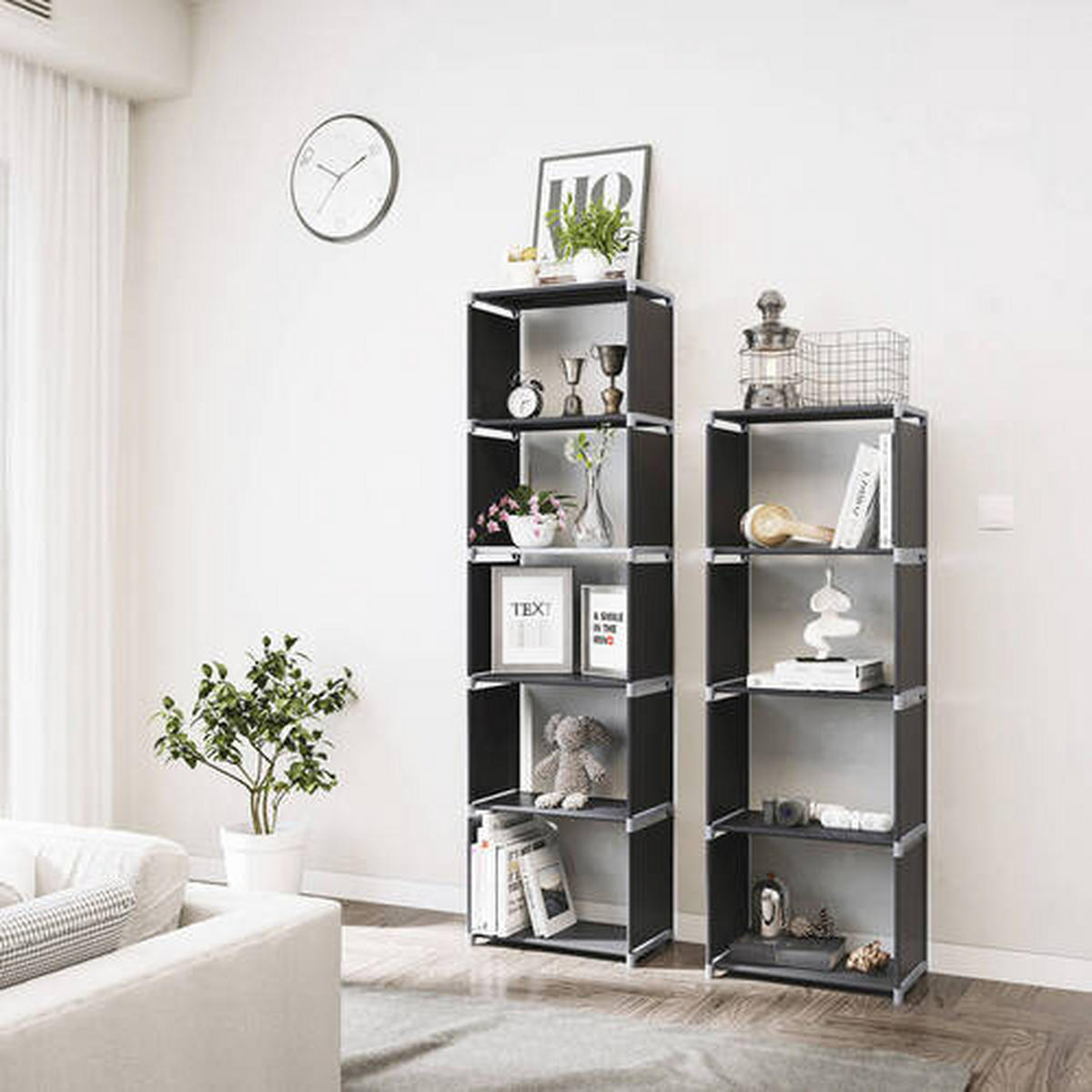 REGALKOMBINATION - Schwarz, Basics, Kunststoff/Textil (50/180/30cm) - Boxxx