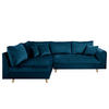 ECKSOFA Ariella Blau Samt  - Blau/Naturfarben, Design, Holz/Textil (161/231cm) - Livetastic