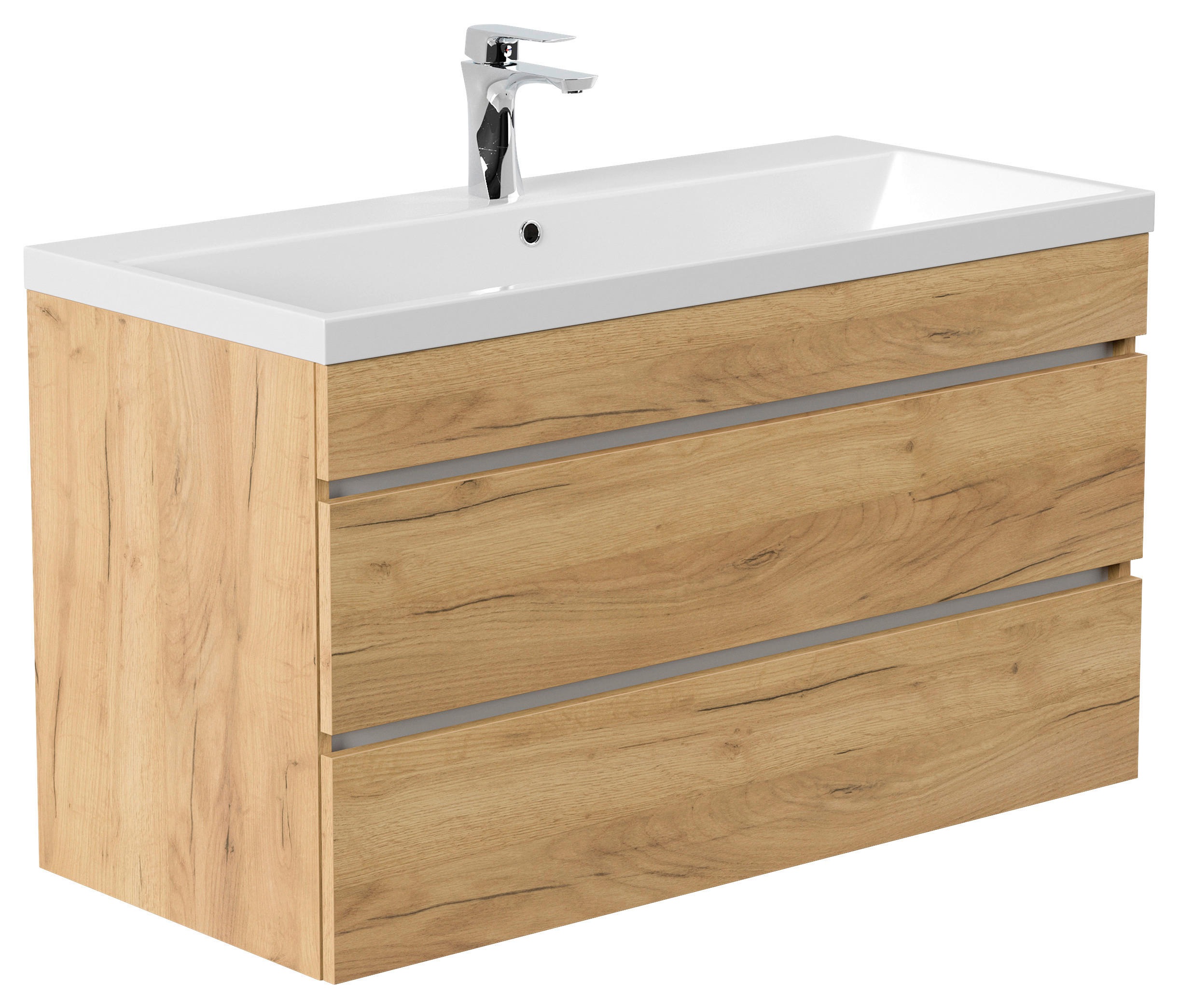 WASCHTISCHKOMBI 100 cm  - Eichefarben/Weiß, Basics, Holzwerkstoff (100cm) - MID.YOU