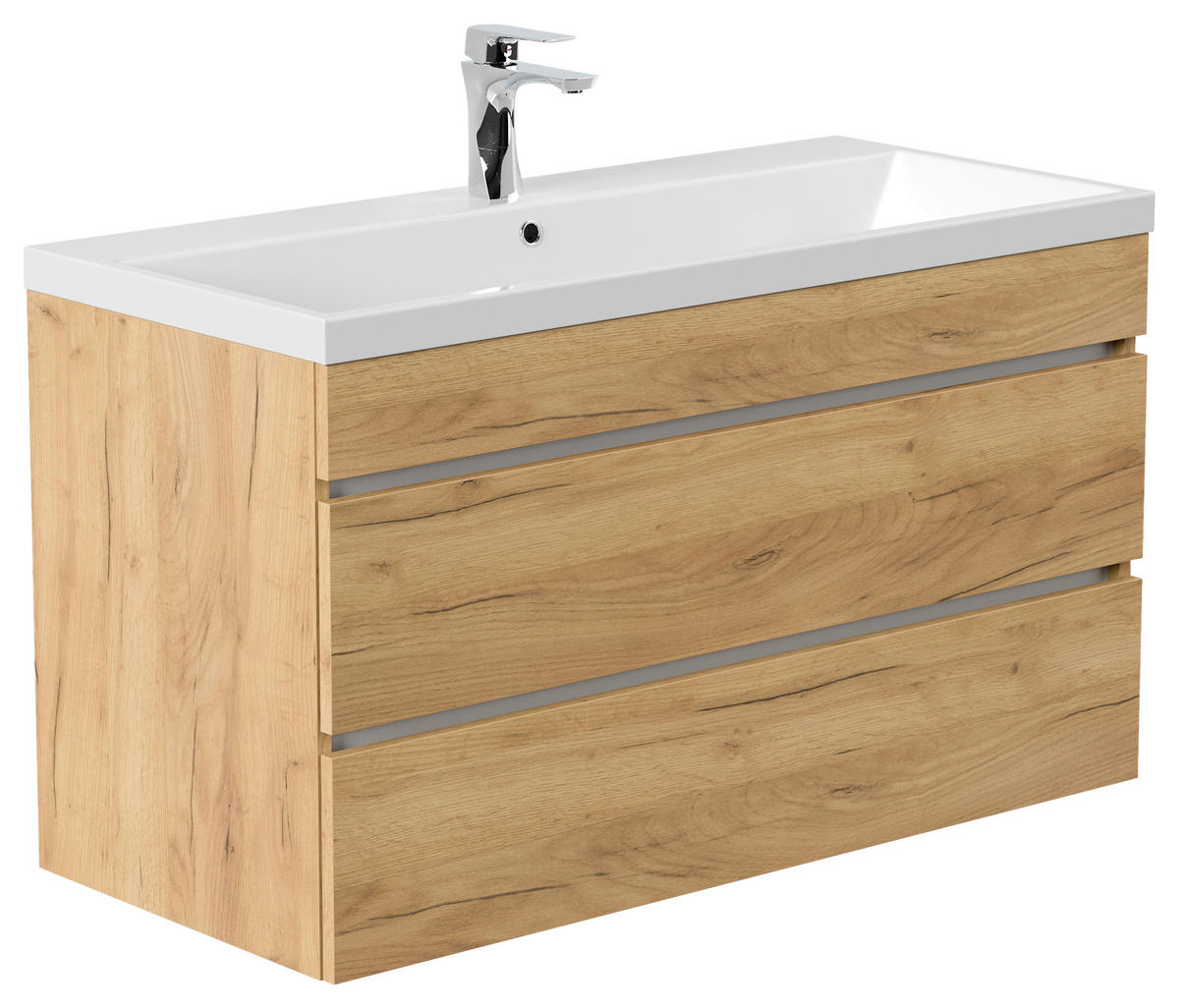 WASCHTISCHKOMBI 100 cm  - Eichefarben/Weiß, Basics, Holzwerkstoff (100cm) - MID.YOU