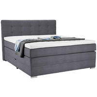 BOXSPRINGBETT 140/200 cm,  in Blau, Grau, Matratze, Bettkasten, Topper, H3 = fest  - Blau/Silberfarben, KONVENTIONELL, Holz/Holzwerkstoff (140/200cm) - Moderano