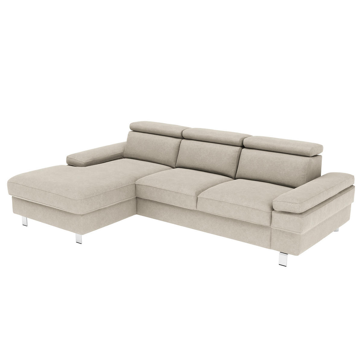 ECKSOFA in Mikrofaser Silberfarben  - Silberfarben, Konventionell, Textil/Metall (259/82/182cm) - Trendmanufaktur