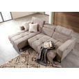 ECKSOFA Taupe Cord Rücken echt, Kopfteilverstellung, Sitzvorzug  - Taupe/Schwarz, KONVENTIONELL, Textil/Metall (170/257cm) - Carryhome