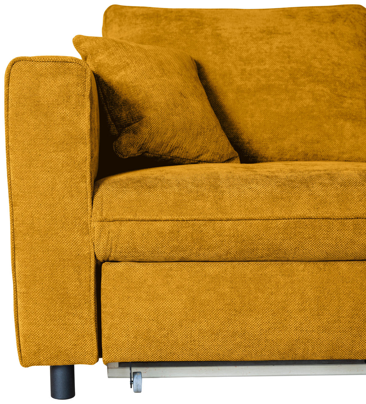 ECKSOFA in Flachgewebe Senfgelb  - Senfgelb/Schwarz, KONVENTIONELL, Textil/Metall (252/162cm) - Carryhome