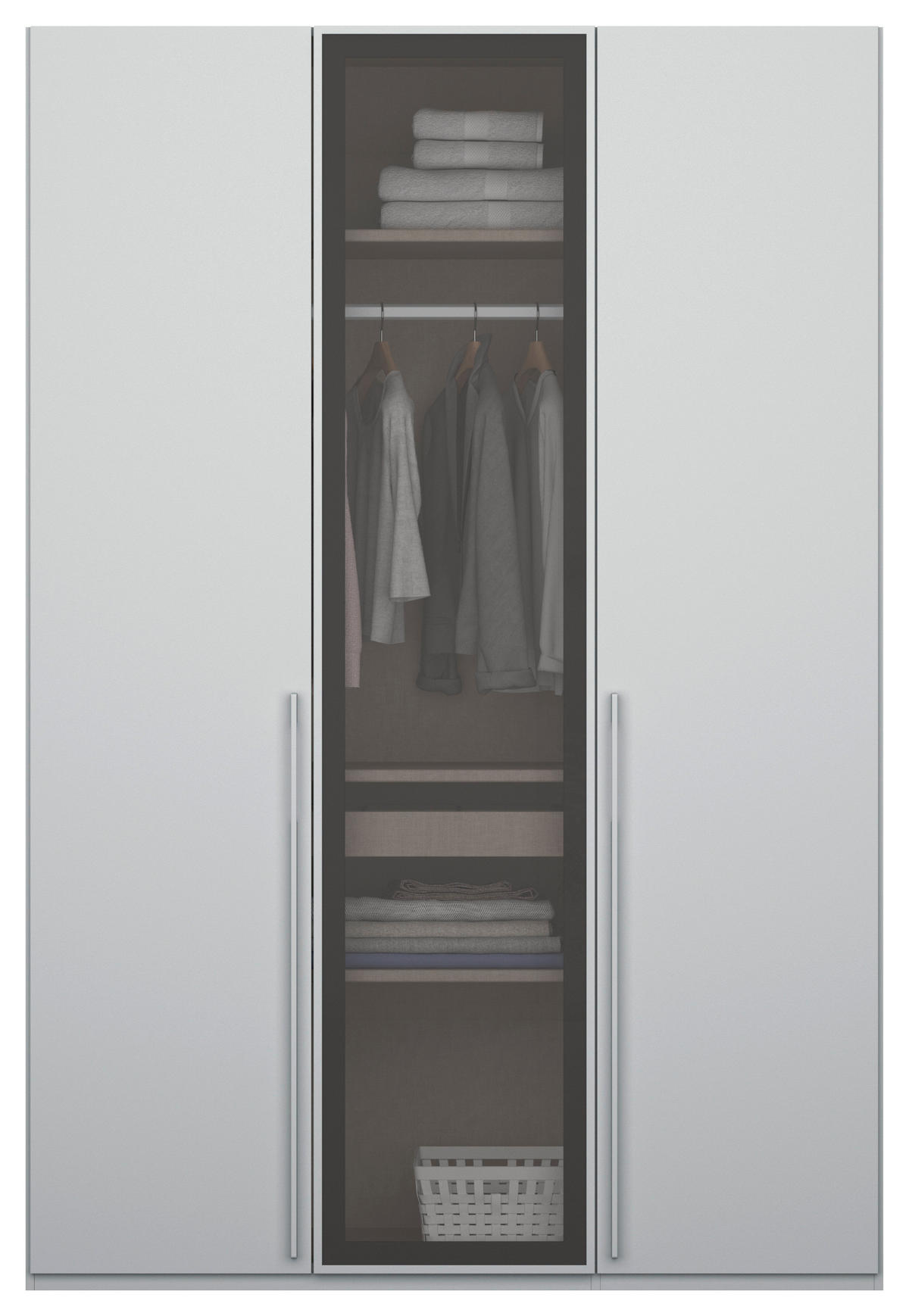 DREHTÜRENSCHRANK in Grau, Hellgrau  - Hellgrau/Grau, Trend, Glas/Holzwerkstoff (151/235/60cm) - Novel