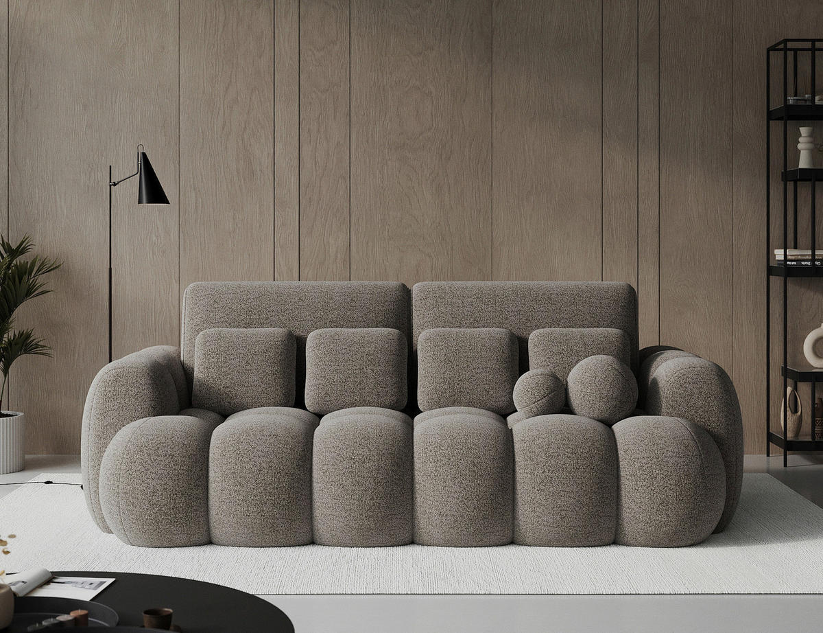 SCHLAFSOFA Bouclé Braun  - Schwarz/Braun, Design, Kunststoff/Textil (256/105/119cm) - MID.YOU