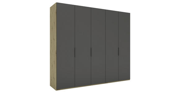 DREHTÜRENSCHRANK 250/223/62 cm 5-türig Anthrazit, Eiche Artisan - Anthrazit/Schwarz, KONVENTIONELL, Holzwerkstoff/Metall (250/223/62cm) - Novel