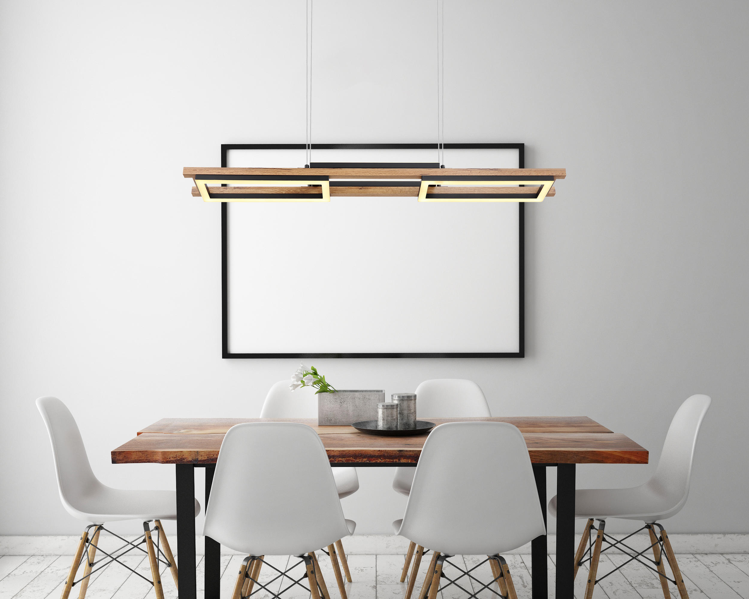 LED-HÄNGELEUCHTE 100/14/120 cm   - Dunkelbraun/Opal, Design, Holzwerkstoff/Kunststoff (100/14/120cm) - Globo