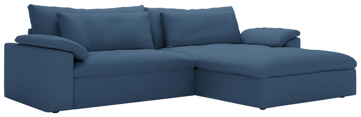 ECKSOFA  Chenille Dunkelblau  - Schwarz/Dunkelblau, Modern, Kunststoff/Textil (306/198cm) - Carryhome
