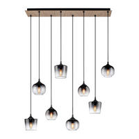 PENDELLEUCHTE Zea 94/28/65-120 cm   - Schwarz, Natur, Glas/Holz (94/28/65-120cm)