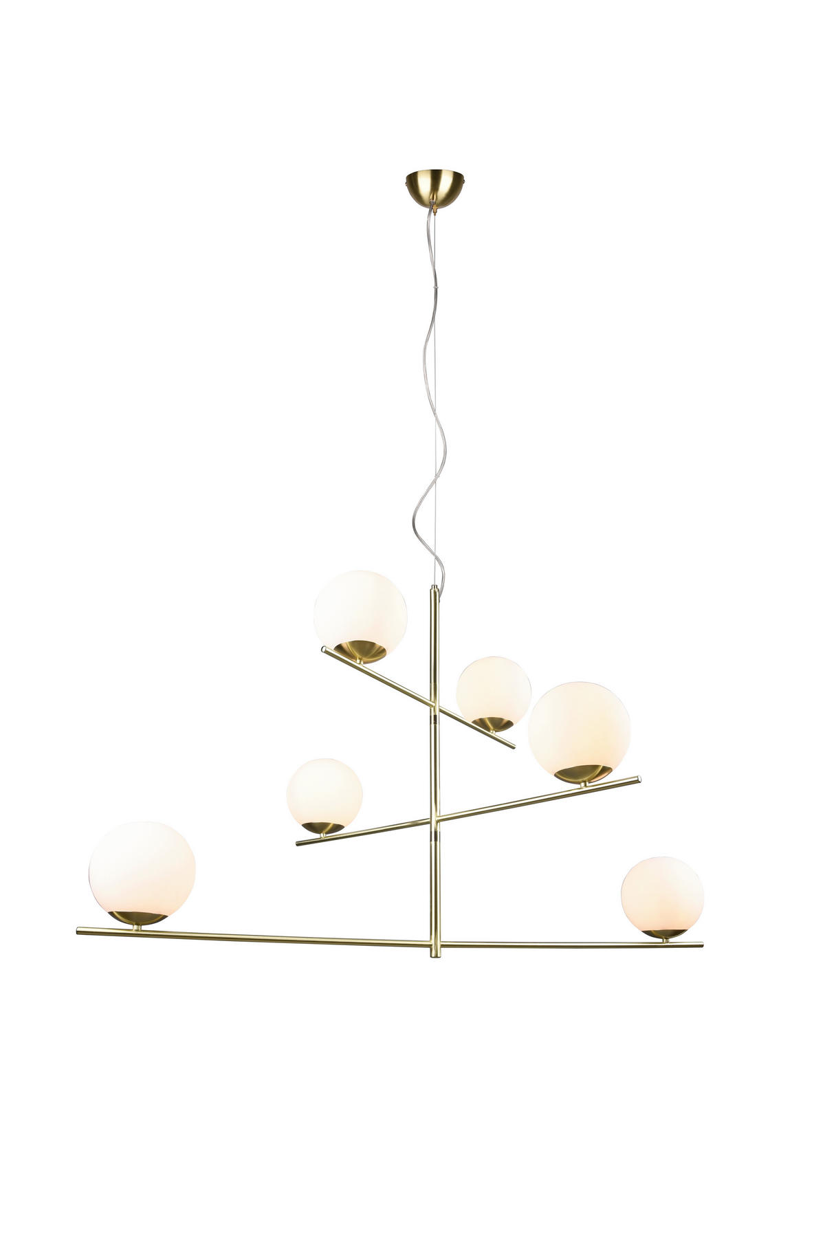 HÄNGELEUCHTE 115/80/150 cm    - Weiss/Messingfarben, Design, Glas/Metall (115/80/150cm) - Trio Leuchten