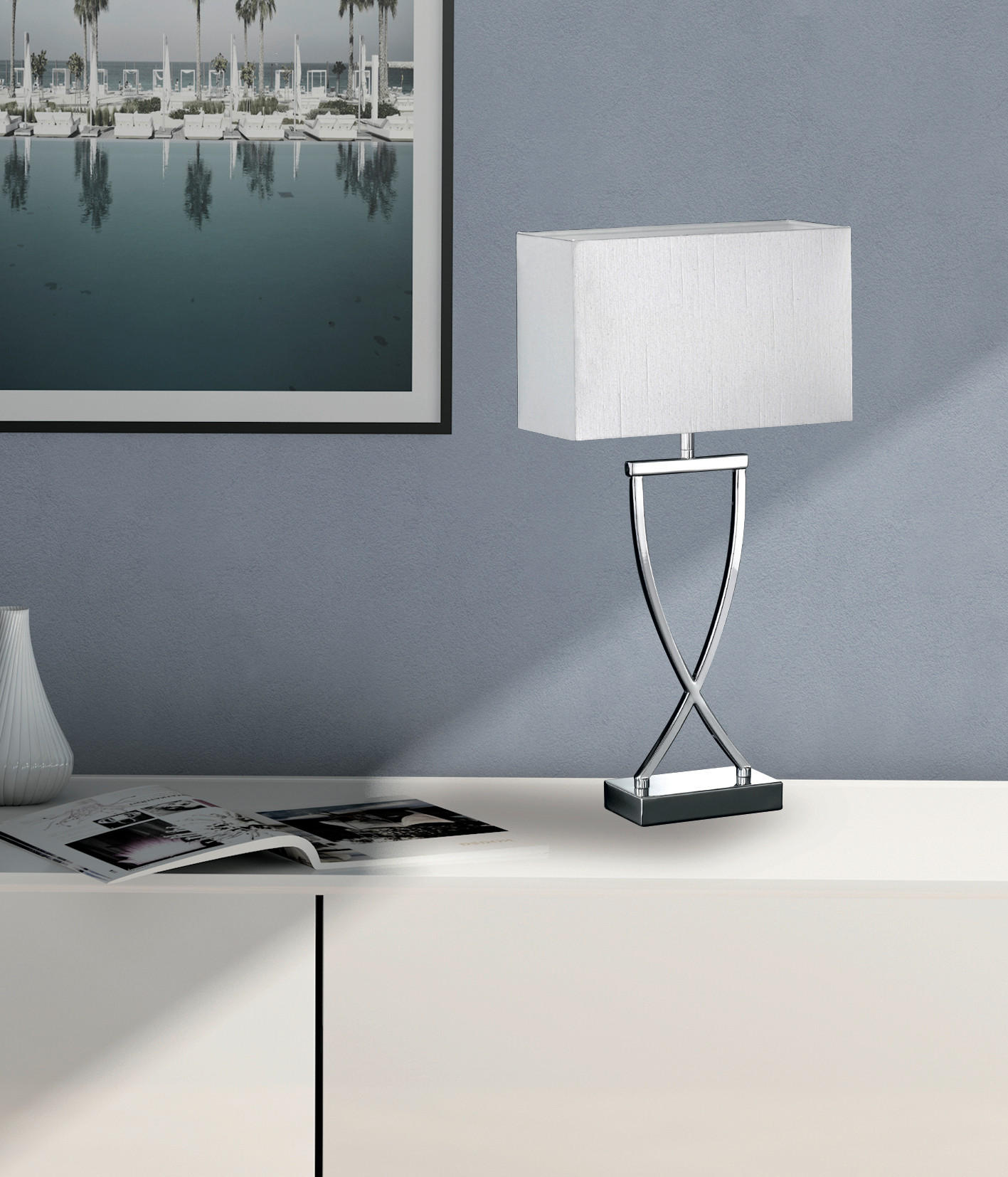 BORDSLAMPA 27/12/51 cm   - vit/kromfärg, Design, metall/plast (27/12/51cm) - Fischer & Honsel