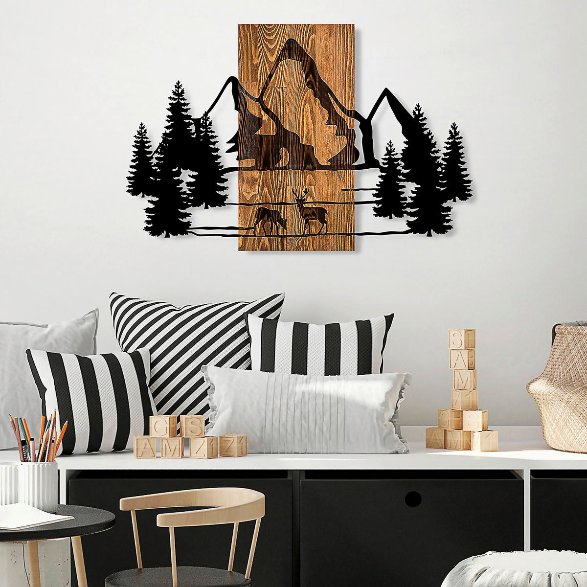 OBJEKTBILD 57/88 cm  - Schwarz/Braun, Basics, Holzwerkstoff (57/88cm)