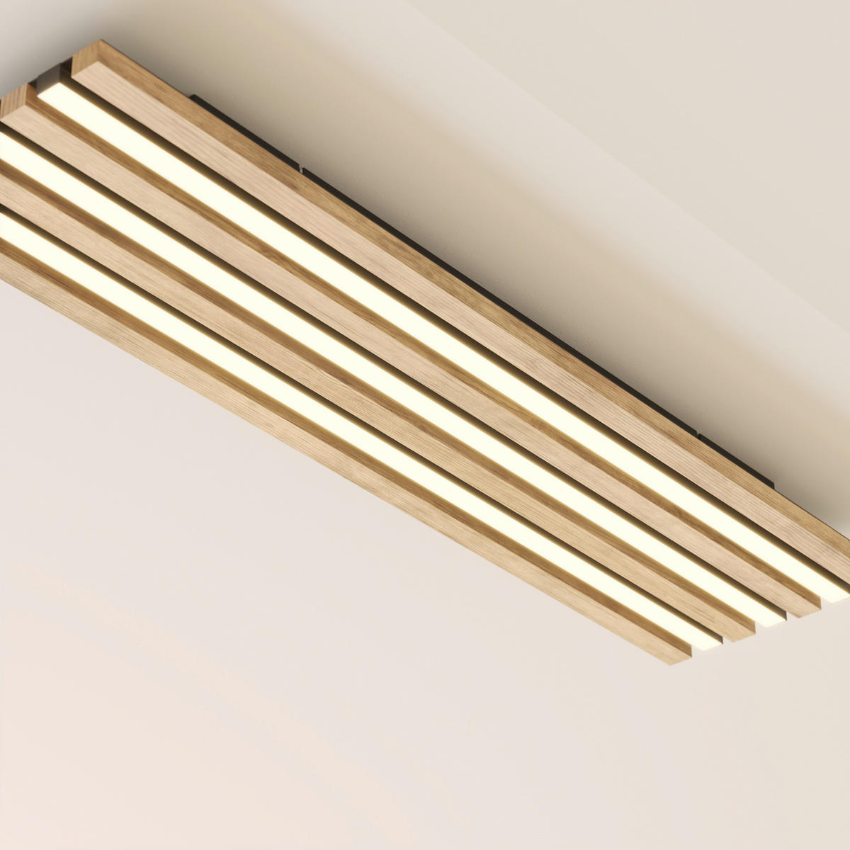 LED-DECKENLEUCHTE 80/20/5 cm   - Dunkelbraun/Schwarz, Natur, Holzwerkstoff/Kunststoff (80/20/5cm)