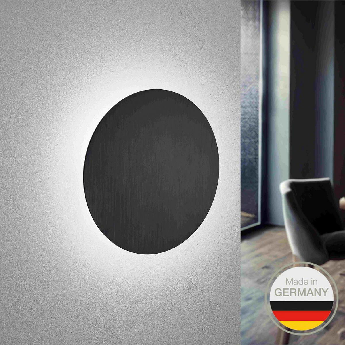 LED-WANDLEUCHTE 25 cm  - Schwarz, KONVENTIONELL, Metall (25cm) - Ambiente