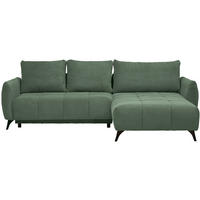 ECKSOFA inkl. Funktionen in Struktur, Plüsch Mintgrün  - Schwarz/Mintgrün, Design, Textil/Metall (287/197cm) - Stylife
