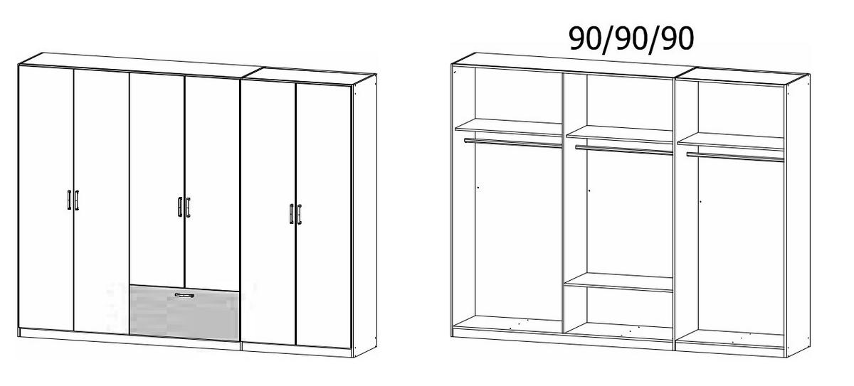 KLEIDERSCHRANK in Weiss  - Weiss/Grau, Basics, Holzwerkstoff/Metall (271/210/54cm) - Boxxx
