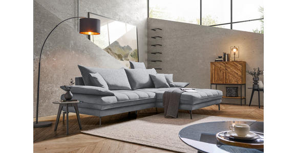 ECKSOFA in Webstoff Hellgrau 292/176 cm - Hellgrau/Schwarz, MODERN, Textil/Metall (292/176cm) - Carryhome