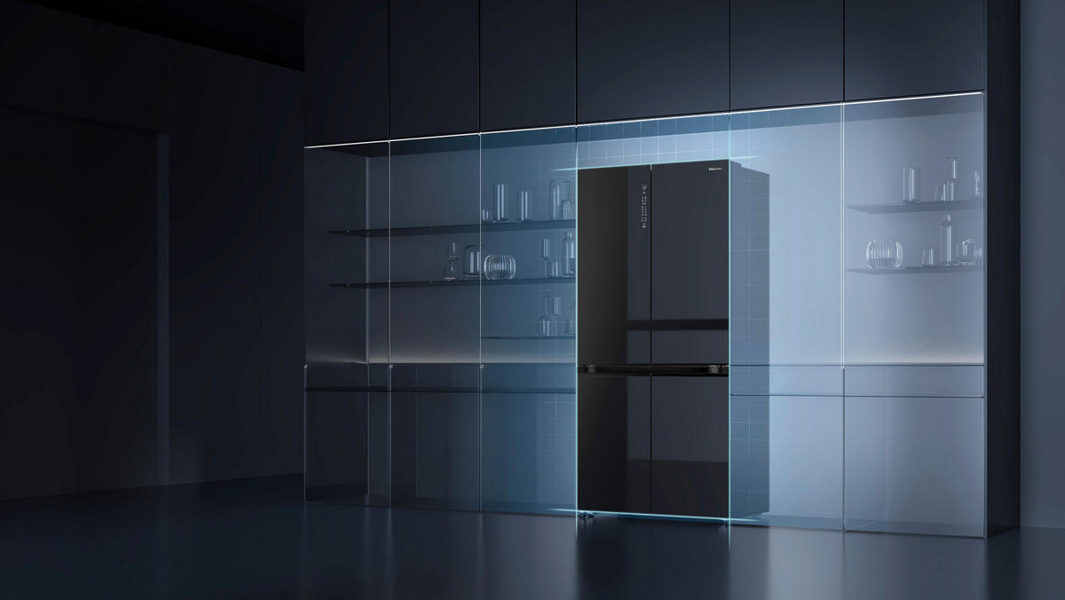MULTI-DOOR RQ768N4GBE  - Schwarz Hochglanz, Basics, Glas/Kunststoff (91,1/190/60cm) - Hisense