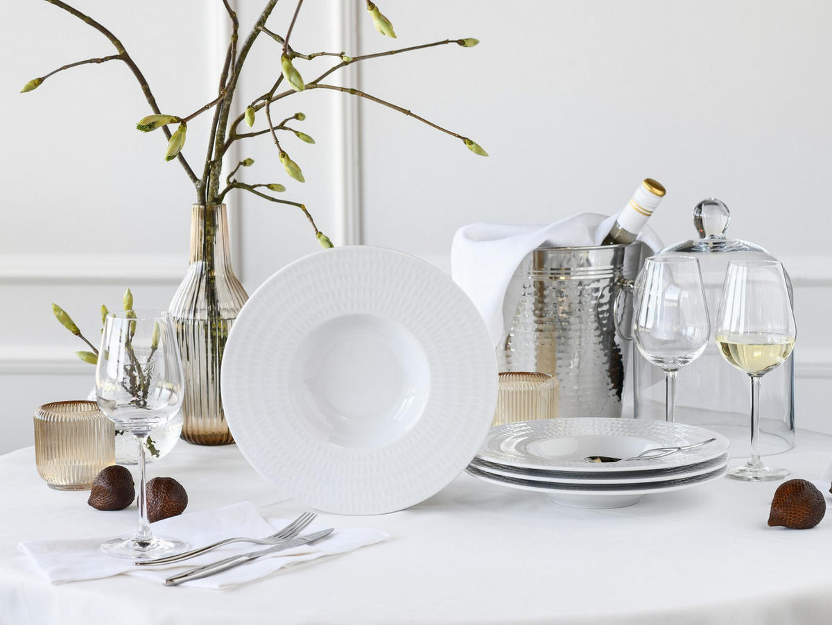 GOURMETTELLER Show Time Stripes Weiss 27/4 cm  - Weiss, Basics, Keramik (27/4cm) - Creatable