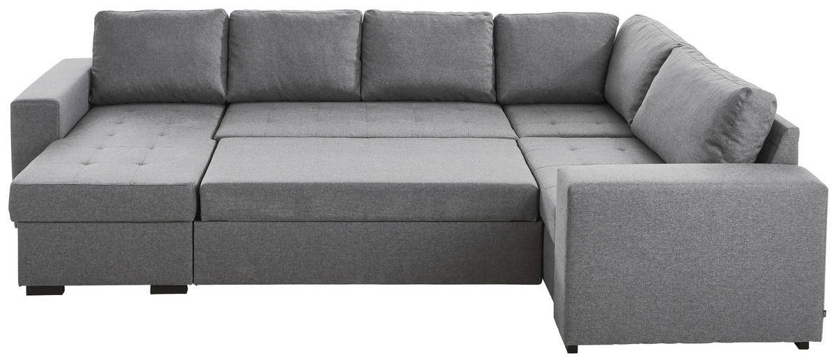SEDEŽNA GARNITURA, tkanina siva  - črna/siva, Konvencionalno, umetna masa/tekstil (157/313/207cm) - Ti'me