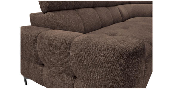 ECKSOFA in Struktur Dunkelbraun  - Dunkelbraun/Schwarz, MODERN, Textil/Metall (254/212cm) - Carryhome