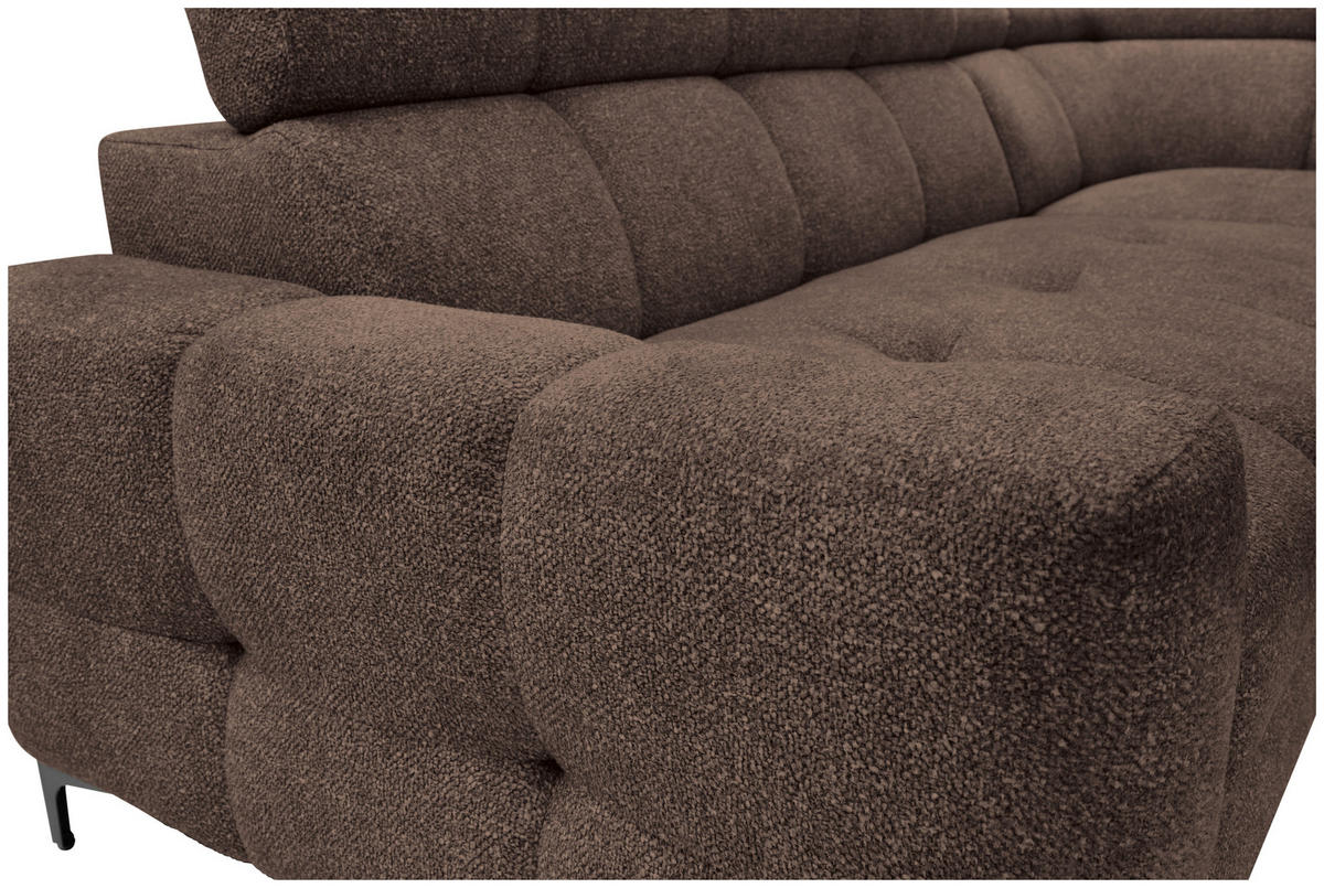 ECKSOFA Dunkelbraun Struktur  - Dunkelbraun/Schwarz, MODERN, Textil/Metall (254/212cm) - Carryhome