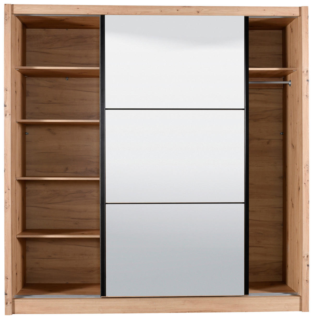 SCHIEBETÜRENSCHRANK 213/215,5/60 cm 2-türig Eiche Artisan  - Schwarz/Eiche Artisan, Basics, Glas/Holzwerkstoff (213/215,5/60cm) - Xora