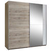 SCHWEBETÜRENSCHRANK 179/198/64 cm 2-türig Weiß, Eiche San Remo  - Eichefarben/Alufarben, MODERN, Holzwerkstoff/Metall (179/198/64cm) - MID.YOU