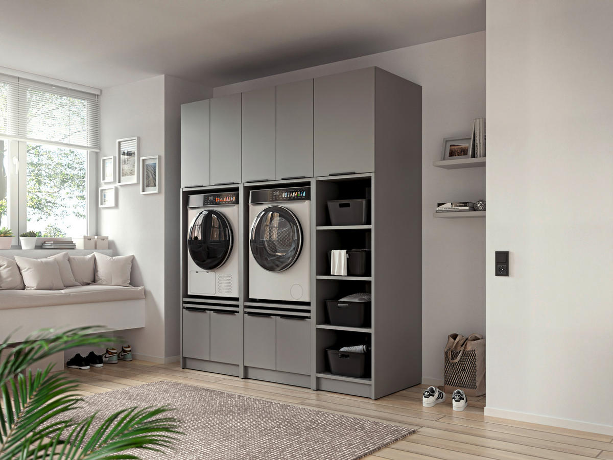 AUFSATZSCHRANK 70/70/68 cm   - Schwarz/Grau, Basics, Holzwerkstoff/Metall (70/70/68cm) - MID.YOU
