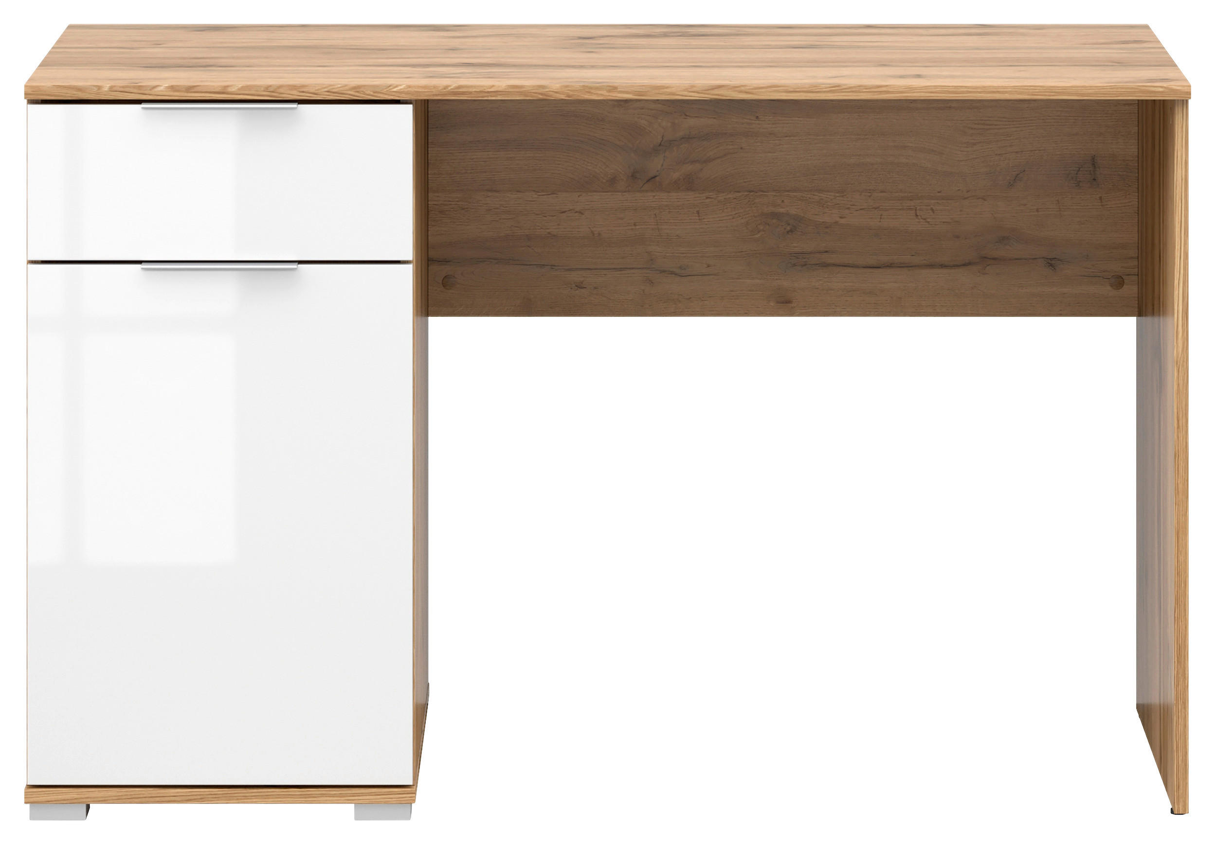 SCHREIBTISCH 120/60/76 cm  in Weiß, Eiche Wotan  - Eiche Wotan/Silberfarben, Design, Holzwerkstoff/Kunststoff (120/60/76cm)