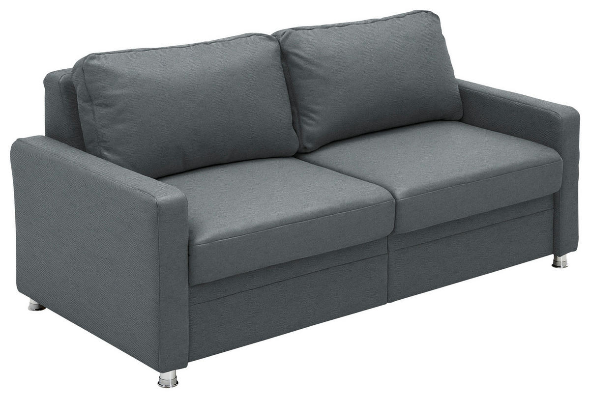 SCHLAFSOFA  in Chenille Dunkelgrau  - Chromfarben/Dunkelgrau, KONVENTIONELL, Textil/Metall (206/90/100cm) - Beldomo Style