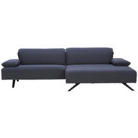 ECKSOFA in Flachgewebe Dunkelblau  - Anthrazit/Dunkelblau, Design, Textil/Metall (280/164cm) - Johann Jakob