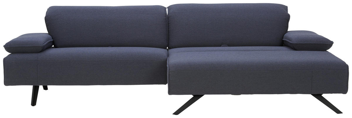 ECKSOFA in Flachgewebe Dunkelblau  - Anthrazit/Dunkelblau, Design, Textil/Metall (280/164cm) - Johann Jakob