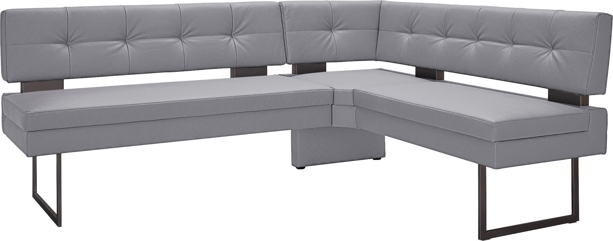 ECKBANK in Metall, Textil Graublau - Graublau/Schwarz, Design, Textil/Metall (200/158cm) - Dieter Knoll