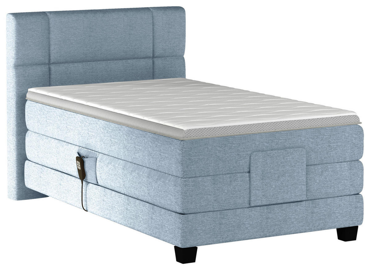 BOXSPRINGBETT 90/200 cm  in Hellblau  - Schwarz/Hellblau, KONVENTIONELL, Holz/Kunststoff (90/200cm) - Esposa