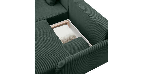 ECKSOFA  in Cord Dunkelgrün  - Dunkelgrün/Schwarz, KONVENTIONELL, Kunststoff/Textil (217/146cm) - Carryhome