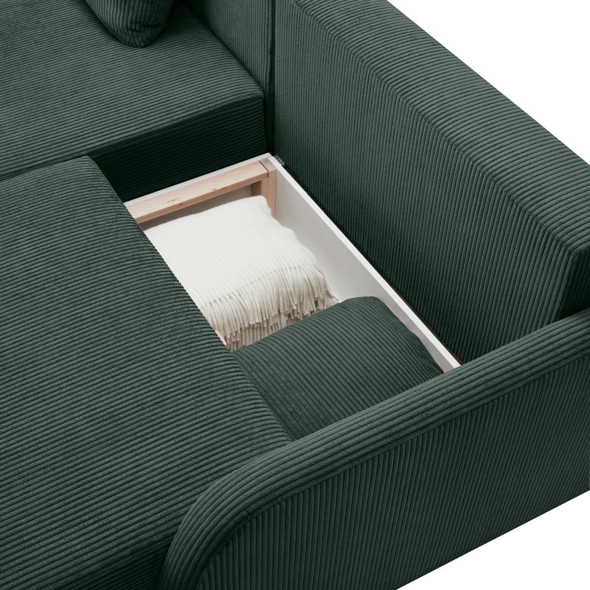 KUTNA GARNITURA tekstil  tamno zelena   - tamno zelena/crna, Konvencionalno, tekstil/plastika (217/146cm) - Carryhome
