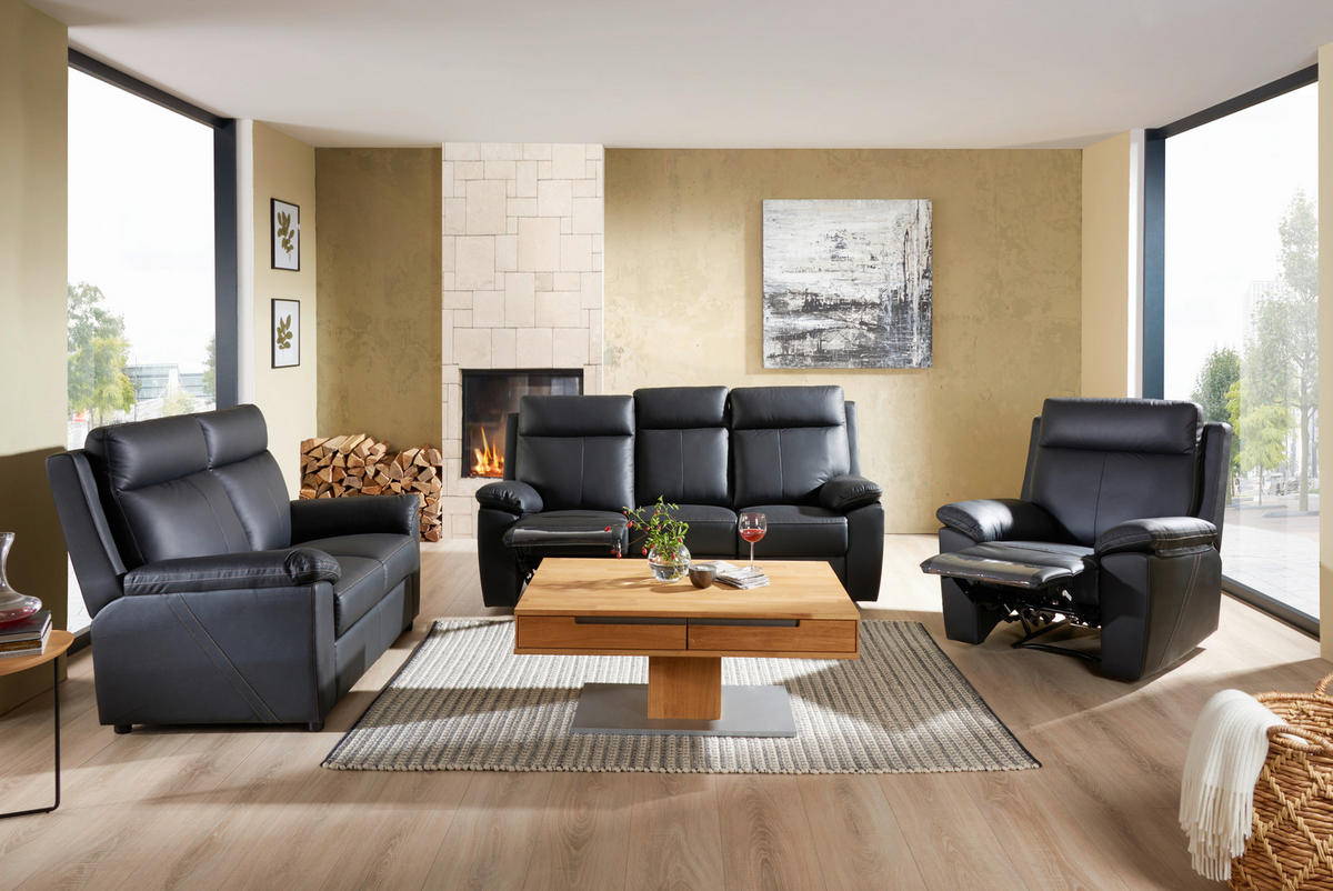 SOFFGRUPP i läderimitation kombination läder/läderimitation svart  - svart/cremefärgad, Klassisk, läder/textil - Xora