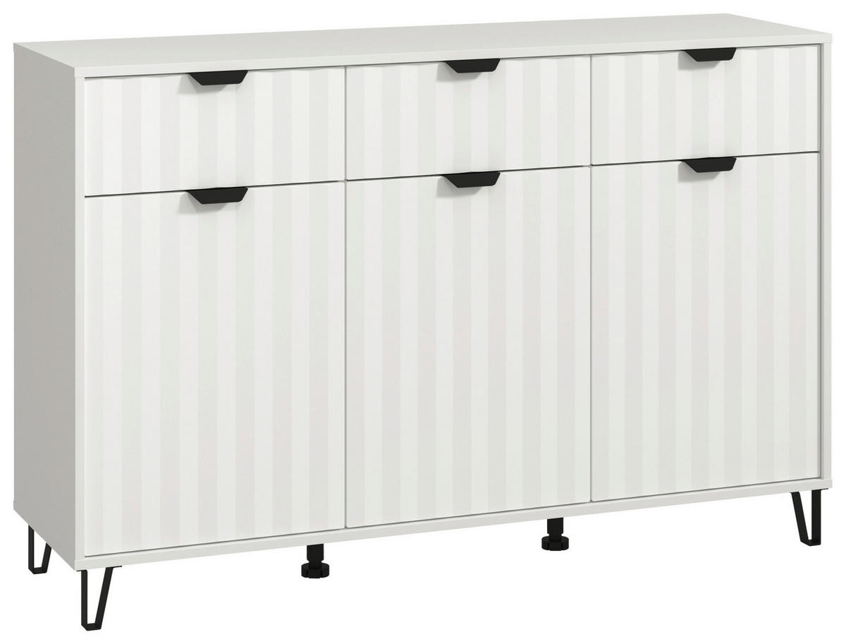 TÁLALÓSZEKRÉNY 138/90,5/40 cm  - fekete/fehér, Basics, faalapú anyag/fém (138/90,5/40cm) - Xora