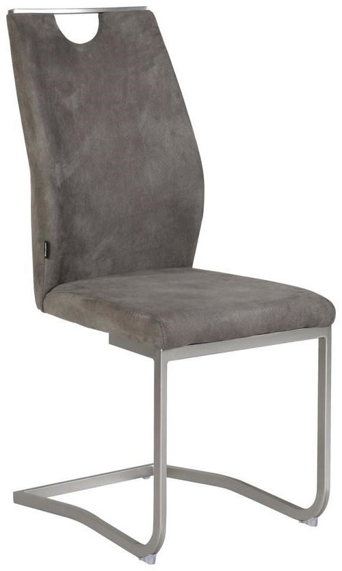 NIHAJNI STOL, kovina, tekstil rjavosiva, barve kroma  - barve kroma/rjavosiva, Design, kovina/tekstil (43/101/58cm) - Carryhome