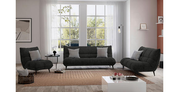 3-SITZER-SOFA in Mikrofaser Schwarz  - Schwarz, KONVENTIONELL, Textil/Metall (230/100/101cm) - Hom`in