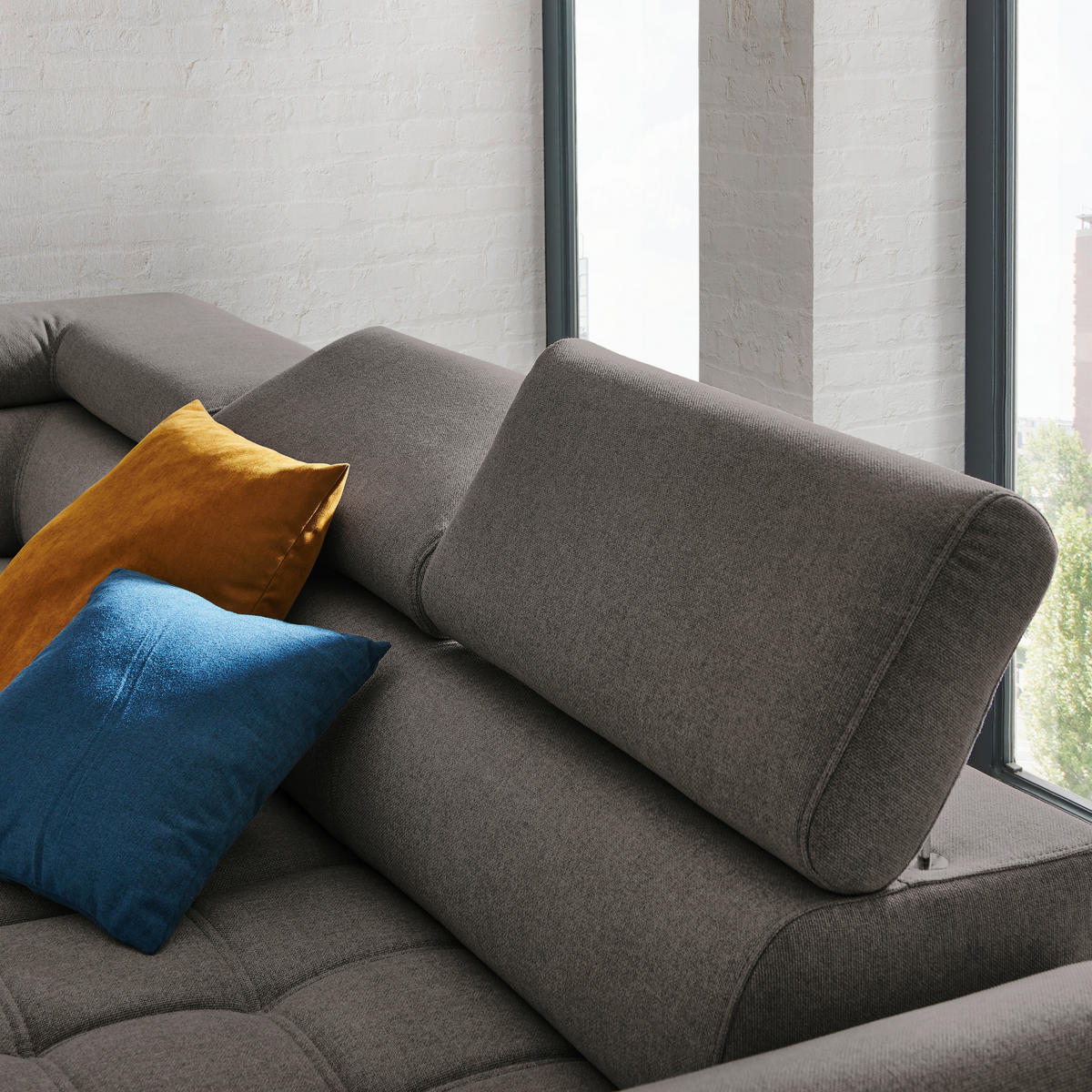 ECKSOFA Dunkelbraun Webstoff  - Dunkelbraun/Schwarz, Design, Textil/Metall (223/263cm) - Welnova