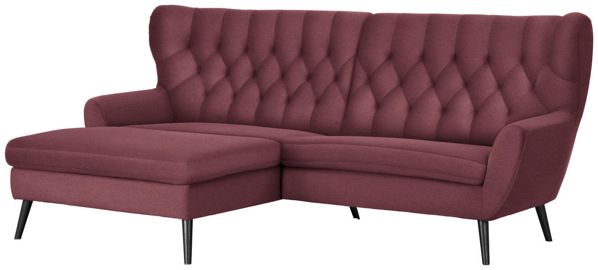 ECKSOFA in Mikrofaser Weinrot  165/237 cm  - Weinrot/Schwarz, Design, Holz/Textil (165/237cm) - Stylife