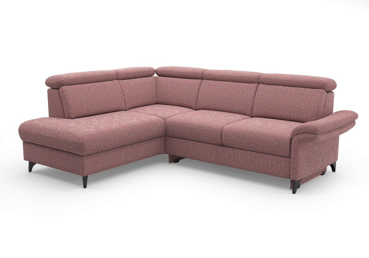 ECKSOFA GLENDALE E Aubergine Chenille  - Aubergine/Schwarz, KONVENTIONELL, Textil/Metall (193/247cm) - Sit & More