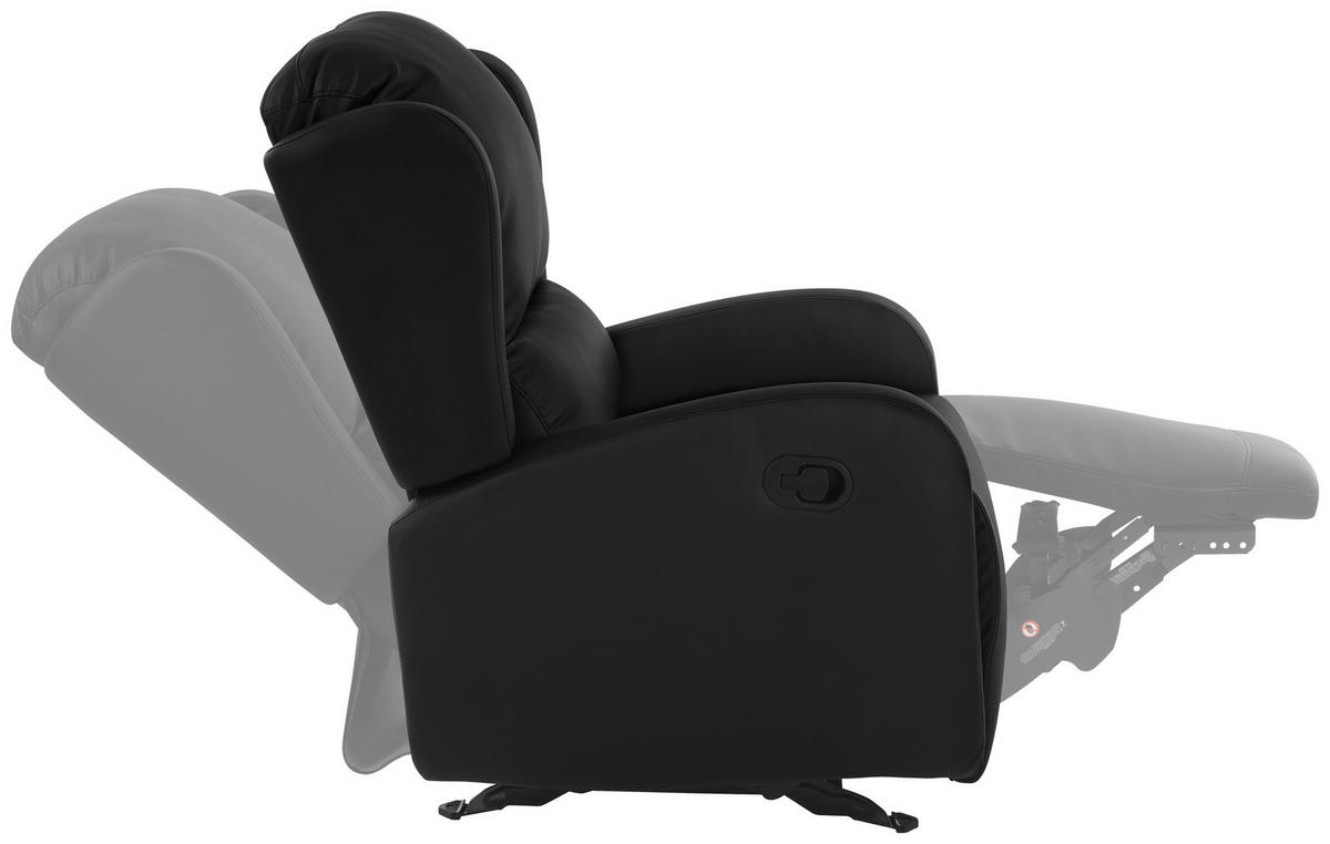 RELAXSESSEL Lederlook    - Schwarz, KONVENTIONELL, Textil/Metall (75/107/97cm) - MID.YOU