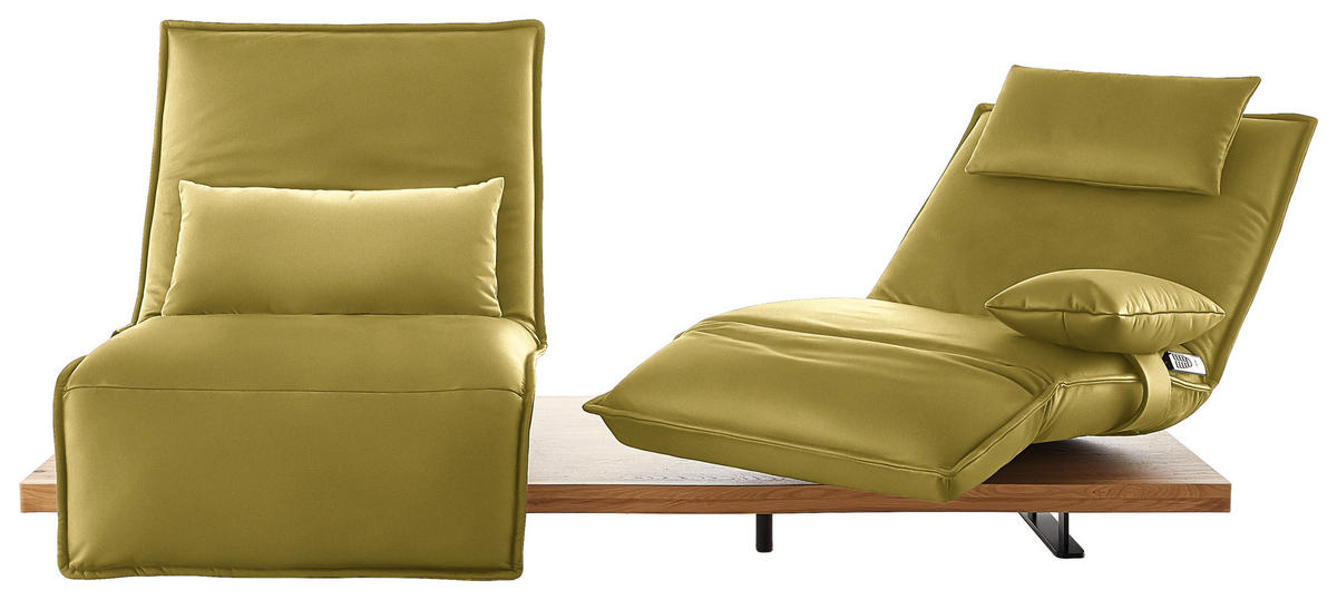 2-SITZER-SOFA in Leder Hellgrün  - Eichefarben/Schwarz, Natur, Leder/Holz (240/63/115cm) - Koinor