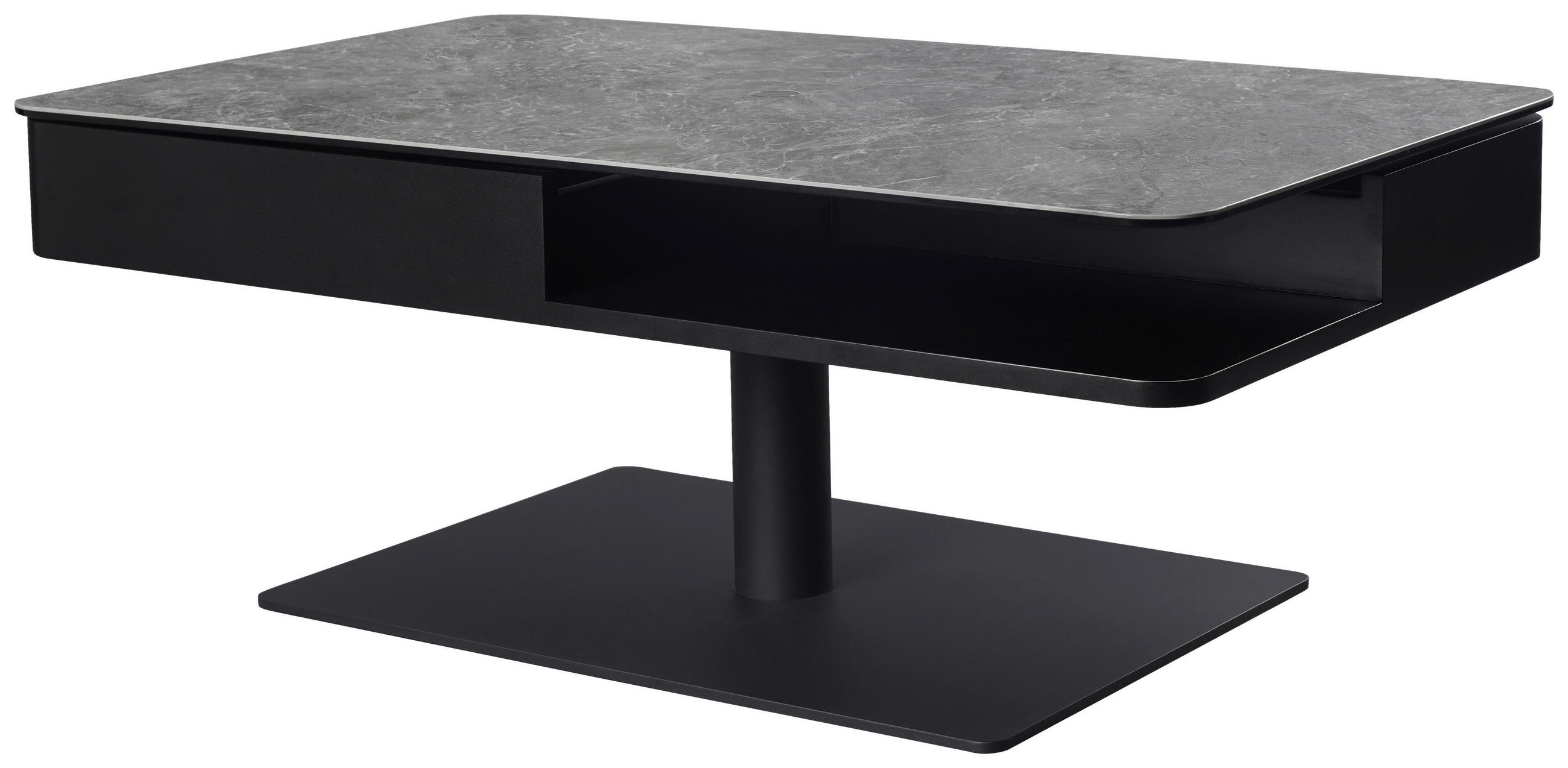 SOFFBORD i metall, glas, keramik, trämaterial 110/65/42-57 cm  - svart/grå, Basics, metall/trämaterial (110/65/42-57cm) - Dieter Knoll